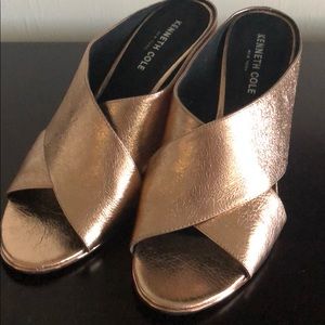 Rose gold slide heels